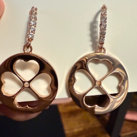 Kate Spade Rose Gold Clover Drop Earrings - Picture 2 of 2